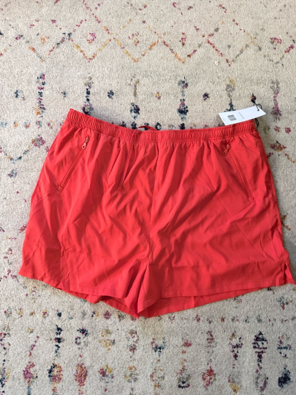 girlfriend collective Red Orange Athletic Zip-Pocket Shorts